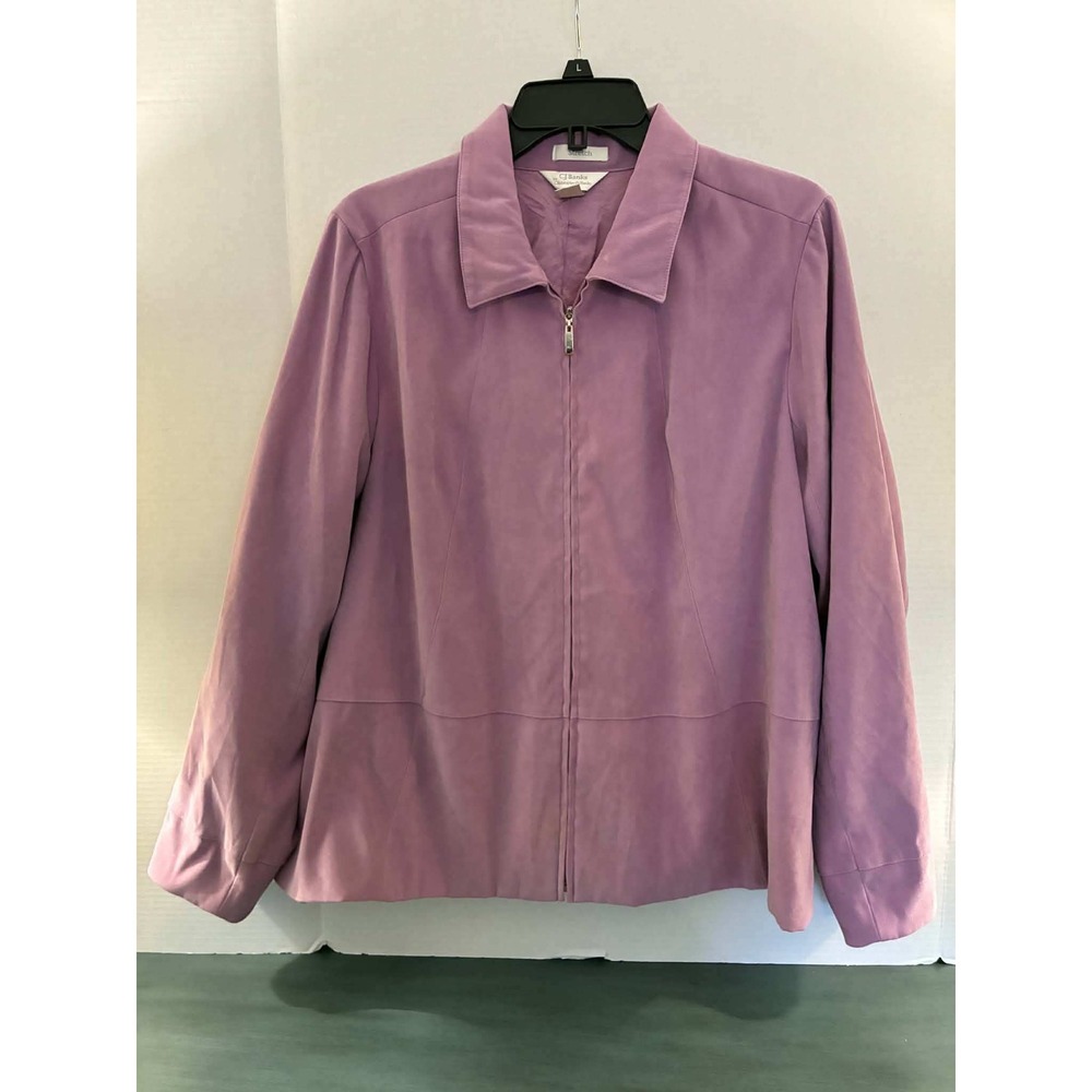 CJ Banks Jacket Womens X Purple Stretch Faux Suede Full Zip Lined Plus Size